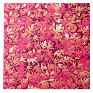 Azulejo De Cerámica Hojas de otoño, tonos de rojo y naranja