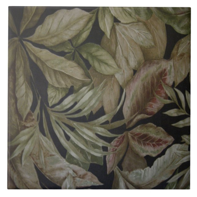 AZULEJO DE CERÁMICA HOJAS DE PALMA TROPICAL (Frente)