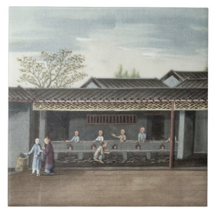 Azulejo De Cerámica Hojas de té de sequía (w/c en el papel)