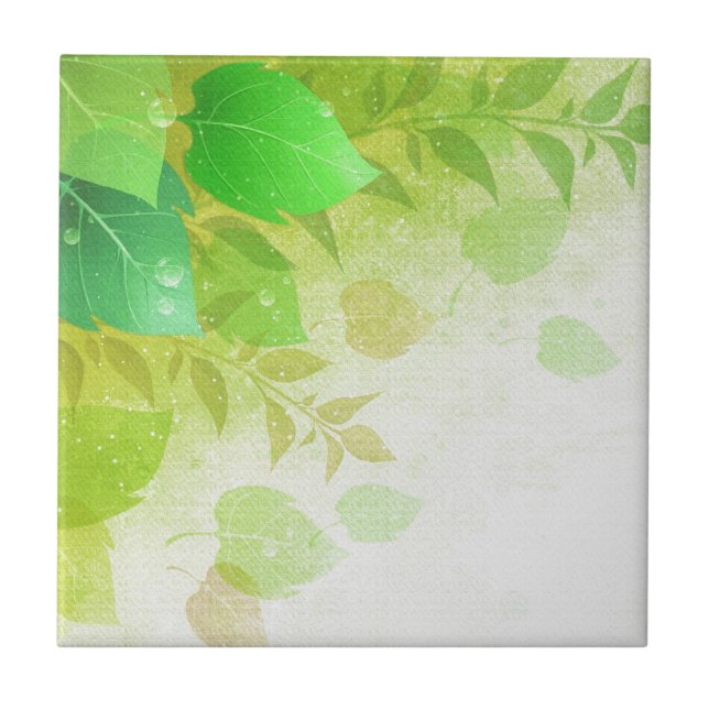 Azulejo De Cerámica hojas del verde (Frente)