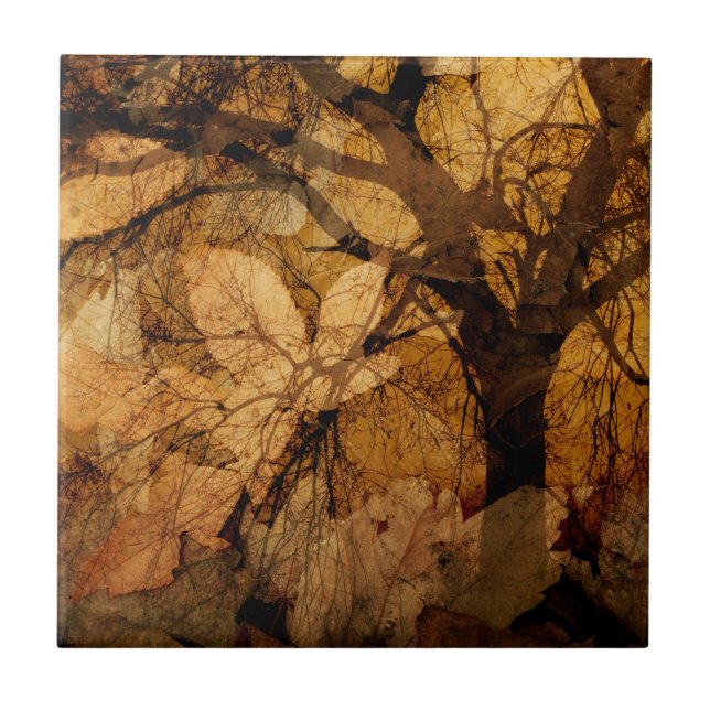 Azulejo De Cerámica Hojas doradas y marrones| Isla Merritt, FL (Frente)
