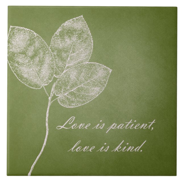 Azulejo De Cerámica Hojas verdes del Grunge (Frente)