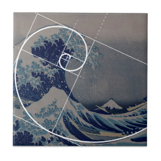 Azulejo De Cerámica Hokusai resuelve Fibonacci, coeficiente de oro