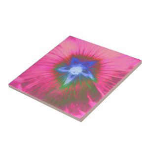 Azulejo De Cerámica Hollyhock Flor Tile De Terciopelo Rosa