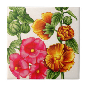 Azulejo De Cerámica hollyhocks