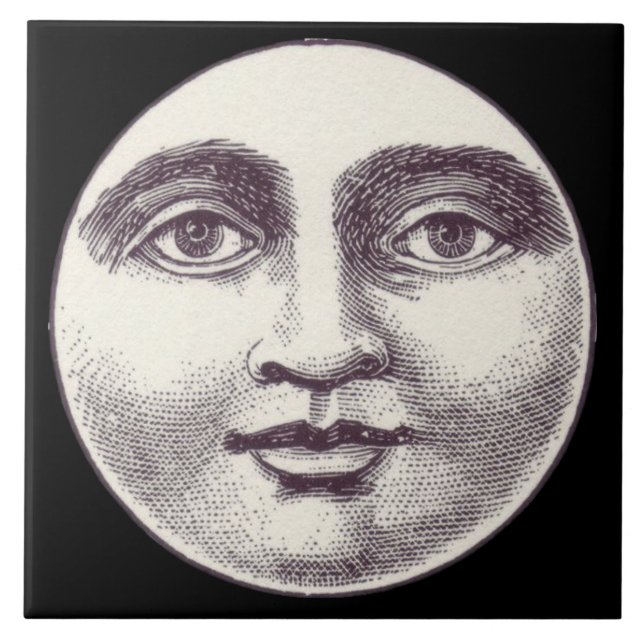Azulejo De Cerámica Hombre de cosecha en la cerámica lunar (Frente)