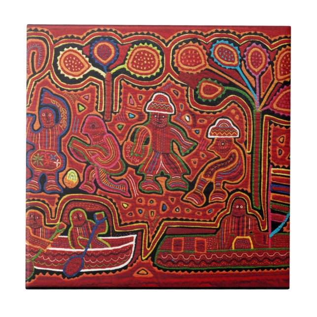 Azulejo De Cerámica Hombres de la India atuna en Cayucos (Frente)