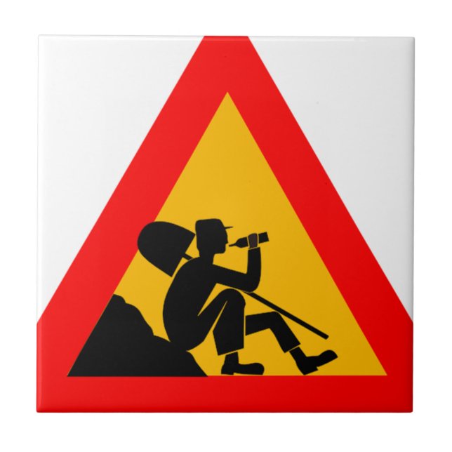 Azulejo De Cerámica Hombres en el Rótulo del trabajo (Frente)