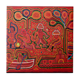 Azulejo De Cerámica Hombres indios Cuna en Cayucos