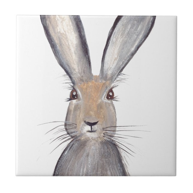 Azulejo De Cerámica Hombros de conejo acuarela conejo animales de los  (Frente)