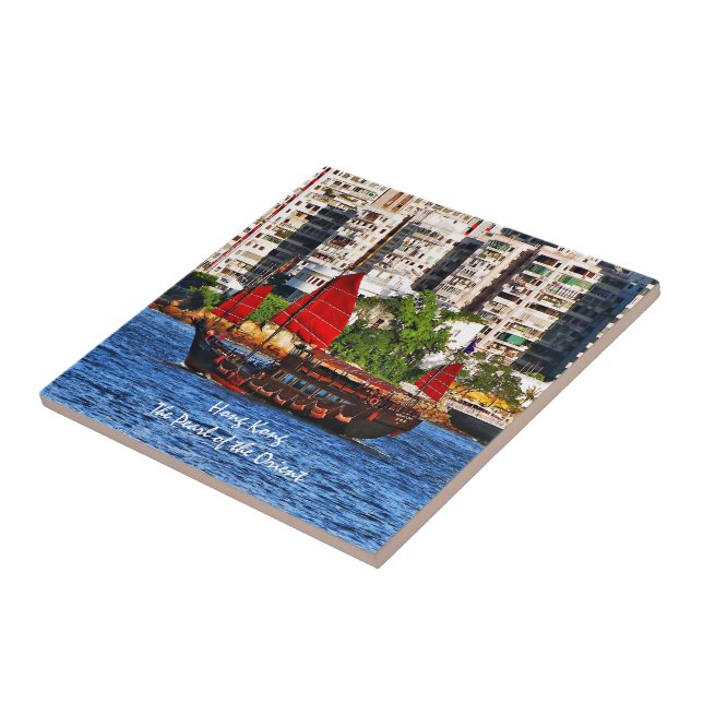 Azulejo De Cerámica Hong Kong Sampan la perla del Oriente (Lado)