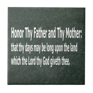 Azulejo De Cerámica Honre Thy padre y a Thy madre
