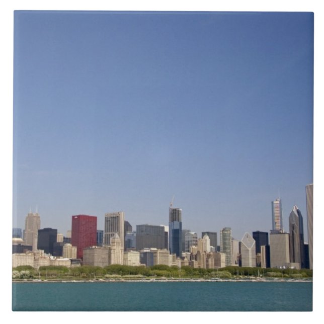 Azulejo De Cerámica Horizonte de Chicago, Illinois, EE. UU. (Frente)