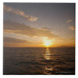 Azulejo De Cerámica Horizonte de Grecia, Mar Egeo en la salida del sol