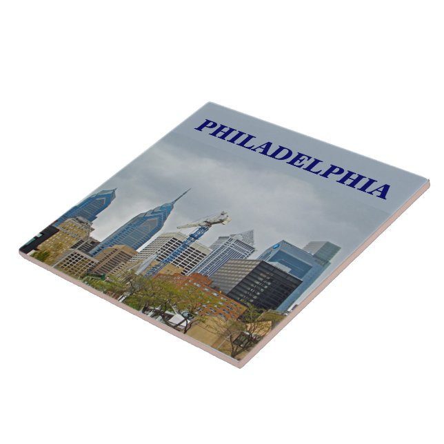 Azulejo De Cerámica Horizonte de Philadelphia del paseo del río (Lado)