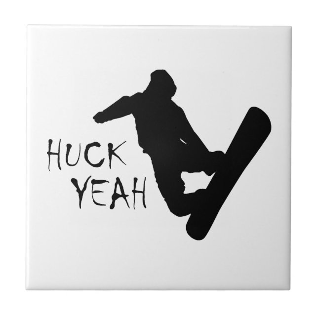 Azulejo De Cerámica Huck Yeah (Snowboarding) (Frente)
