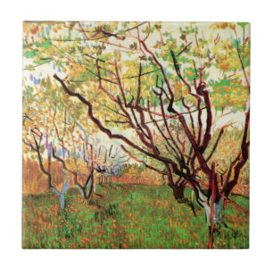 Azulejo De Cerámica Huerto en flor de Vincent van Gogh