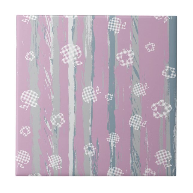 Azulejo de cerámica - Huerto Gingham (Frente)