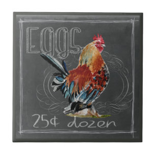 Azulejo De Cerámica Huevos de gallo en la pizarra