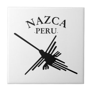 Azulejo De Cerámica Hummingbird Nazca Peru con texto curvo