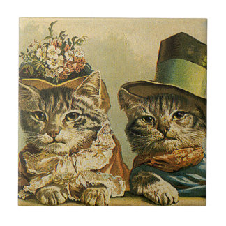 Azulejo De Cerámica Humor vintage, novia victoriana engorda gatos en G