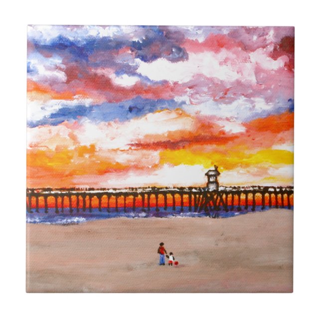 Azulejo De Cerámica Huntington Beach Pier 2 (Frente)