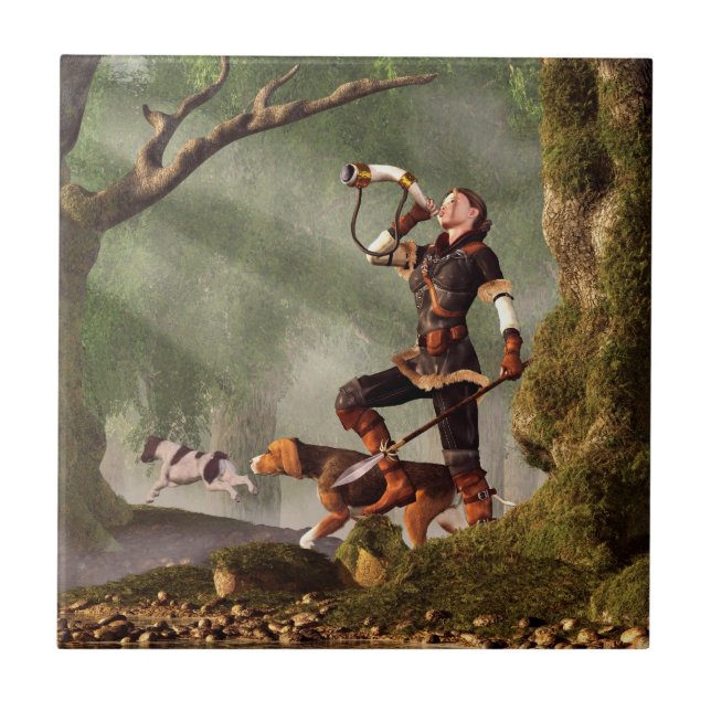 Azulejo De Cerámica Huntress medieval (Frente)