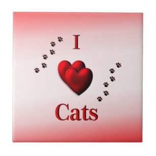 Azulejo De Cerámica I Heart Cats Paw Impresión Tile Cerámico