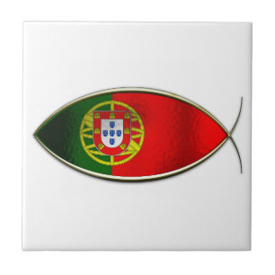 Azulejo De Cerámica Ichthus - bandera portuguesa