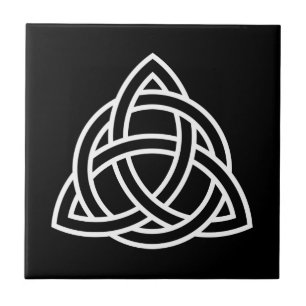 Azulejo De Cerámica Icono blanco original de Triquetra Celta Knot