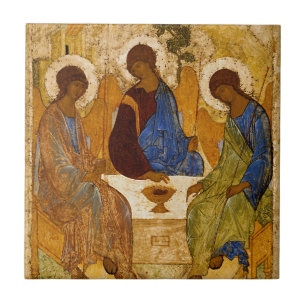 Azulejo De Cerámica Icono de la Santa Trinidad Rublev Regalo Católico 