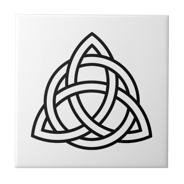 Azulejo De Cerámica Icono negro original de Triquetra Celta Knot (Frente)