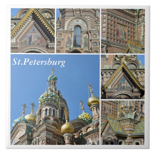 Azulejo De Cerámica Iglesia del salvador en sangre, St Petersburg (Frente)