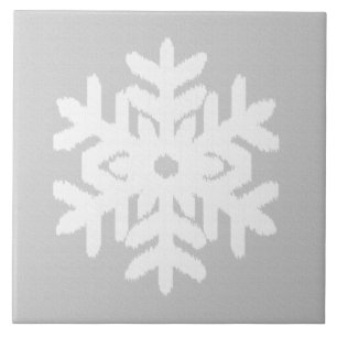 Azulejo De Cerámica Ikat Snowflake - gris plateado y blanco