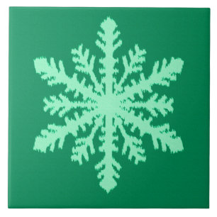 Azulejo De Cerámica Ikat Snowflake - Pino y verde menta