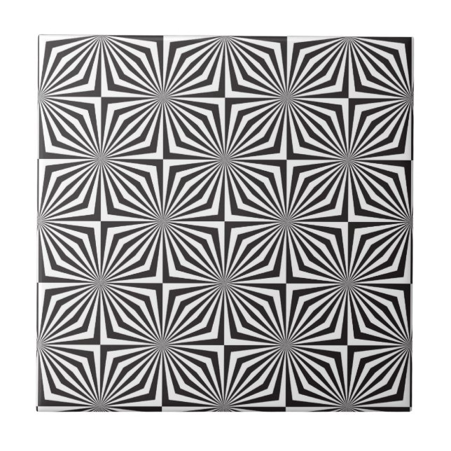 Azulejo De Cerámica Ilusión óptica blanco y negro (Frente)