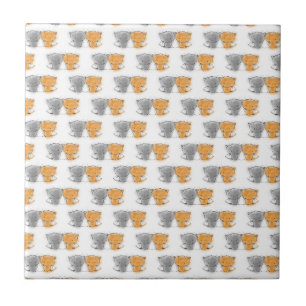 Azulejo De Cerámica Ilustración de adorables gatitos esponjosos Arte d