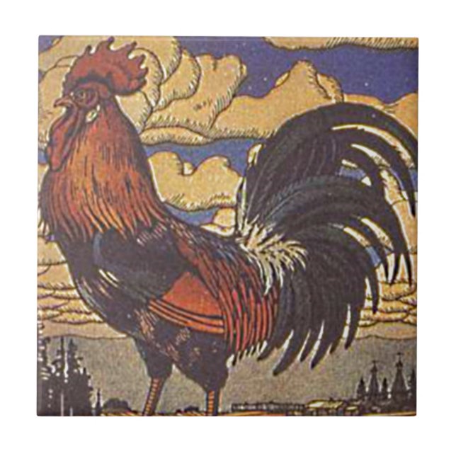 Azulejo De Cerámica Ilustracion de campo retro de la colección de gran (Frente)