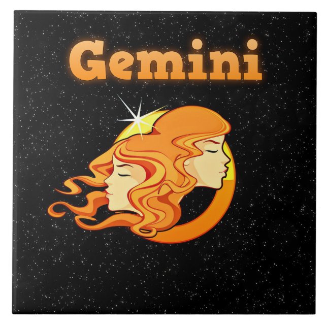 Azulejo De Cerámica Ilustracion de los géminis (Frente)