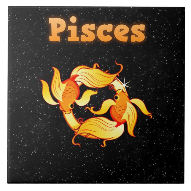 Azulejo De Cerámica Ilustracion de Piscis (Frente)
