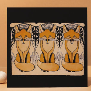 Azulejo De Cerámica Ilustración de zorros Art Nouveau Vida silvestre
