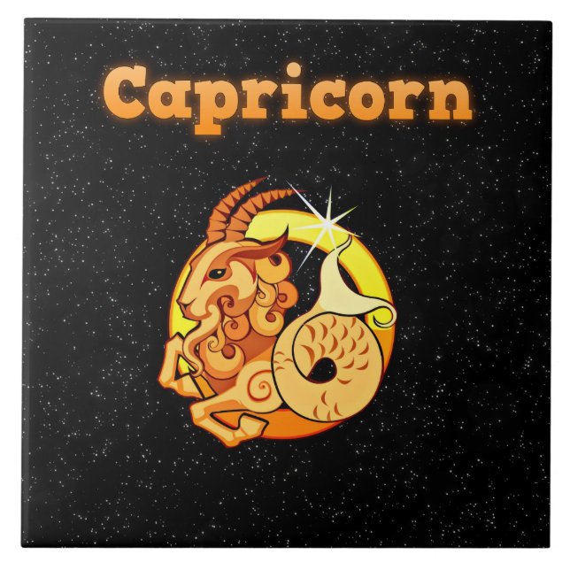 Azulejo De Cerámica Ilustracion del Capricornio (Frente)