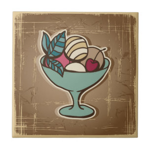 Azulejo De Cerámica Ilustracion del helado en estilo retro