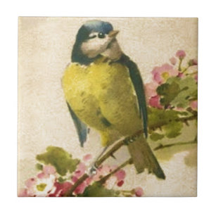 Azulejo De Cerámica Ilustracion del pájaro del Victorian