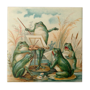 Azulejo De Cerámica Ilustracion del vintage de la orquesta de la rana