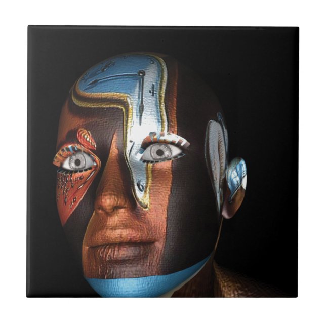 Azulejo De Cerámica Ilustraciones de Dali 3d en mercancía (Frente)