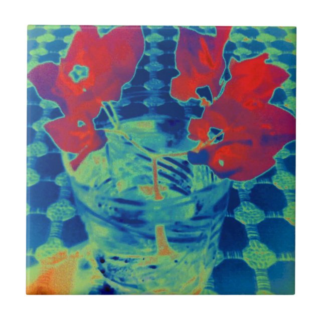 Azulejo De Cerámica imagen de bougainville (Frente)