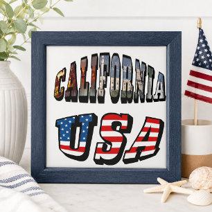 Azulejo De Cerámica Imagen de California y texto de bandera de EE. UU.
