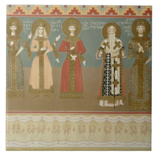 Azulejo De Cerámica Imereth: frescos del monasterio de Gelati, placa