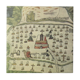 Azulejo De Cerámica Imperio Azteca de Moctezuma, Mapa Antiguo del Mund